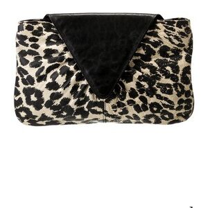 Furla Black and Cream Leopard Clutch